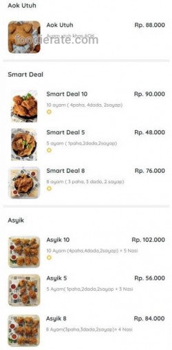 Daftar Harga Menu Aok Ayam Goreng Krispy