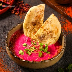 Beetroot Hummus With Feta Cheese Zibaa