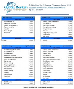 Daftar Harga Menu Gubug Berkah Resto & Cafe