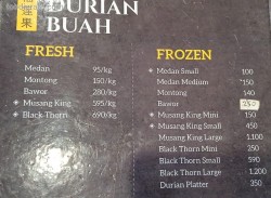 Daftar Harga Menu Durian Palace