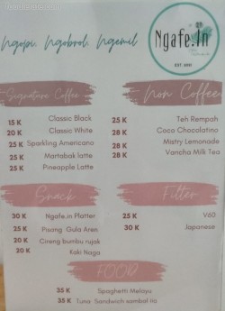 Daftar Harga Menu Ngafe.In